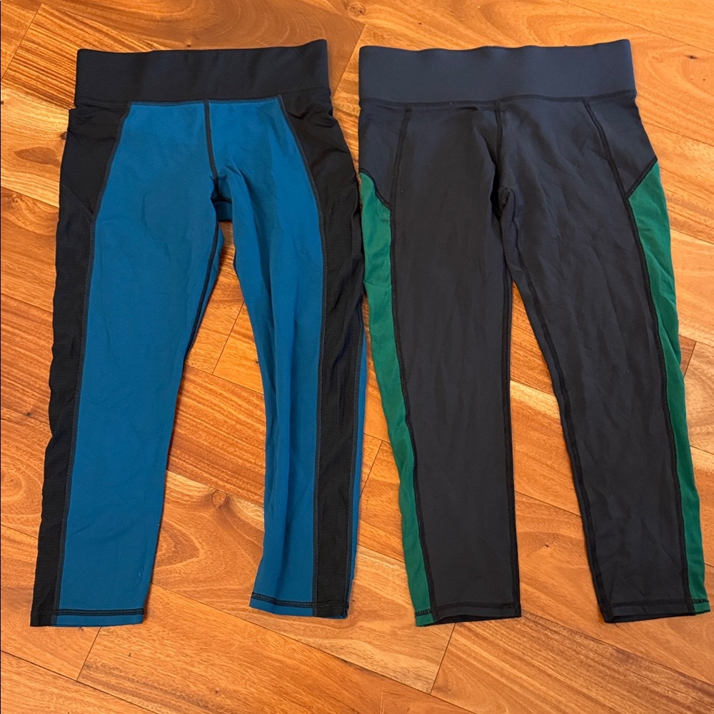 MICHI S M Black and Teal Crop Leggings